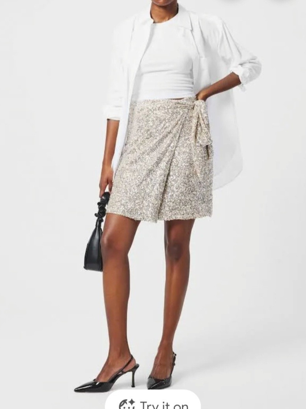 Never Fully Dressed Metallic Sequin Wrap Mini Skirt - Rose Gold